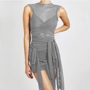 Elegant Gray Sleeveless Dress